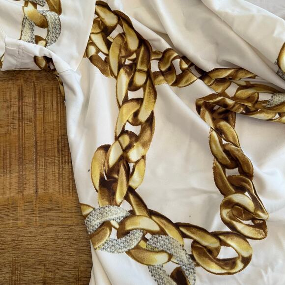 Carmen Marc Valvo Y2K Top Womens XS Chain Ruched Long Cowl Stretch Maximalist - Picture 12 of 13